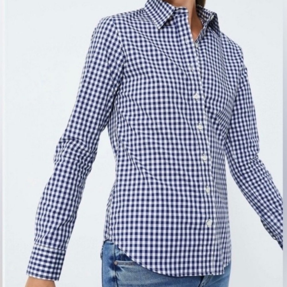 Untuckit | Belleza Blue Gingham Button Down Long Sleeve Shirt NWT